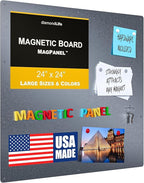 24"x24" - Magnetic Board - Memo & Vision Board for Home, Office, and Classroom - Magnet Board for Kids - Command Strips Included