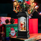Eldnacele Santa Music Snow Globe Lantern with 6 Hour Timer, Battery Operated & USB Powered Singing Lighted Lamp Swirling Water Glittering Christmas Decoration Holiday Decor Lantern