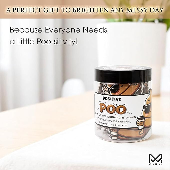 Positive Poo Jar – Funny Christmas Gag Gifts for Men, Teens, 60 Hilarious Affirmations, White Elephant Gift, Emotional Support Jar for Friends, Teens Boys,Teen Girl Trendy Stuff, Gifts for Coworkers