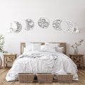 Jetec 5 Pcs Moon Phase Wall Art Decor Wall Pediments Hanging Wooden Phase Spiritual Bedroom Nordic Boho Lunar Aesthetic Art for Living Room Dorm Apartment Ornament(White,10.6 Inch,Flower)