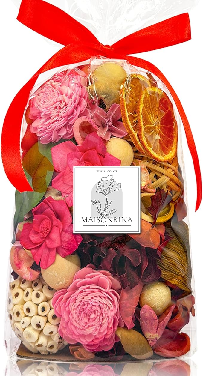 Spring Potpourri Bag,Mulberry Scented Potpourri Bowl Filler, Vase Filler,Pink Decorative Dried Flower, Valentine's Day Decor(20 oz)