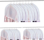 Patelai 32 Pcs Shoulder Covers for Hanging Clothes 24 x 12 x 2 Inches Plastic Garment Dust Covers Protectors with 2" Gusset for Closet Storage Suit, Coats, Jackets, Dress Closet Storage