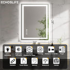 20"x28" LED Bathroom Mirrors for Wall, Front and Backlit Mirror, Anti-Fog Vanity Mirror with Lights, Stepless 3 Colors Dimmable Smart Lighted Mirror(Horizontal/Vertical)