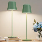 Kakanuo Cordless Table Lamp Rechargeable Green - KK 2 Pack 5000mAH Battery Operated Lamp for Dining Table, 3 Color Stepless Dimming Wireless Lamp for Counter, Outdoor Patio, Touch Control