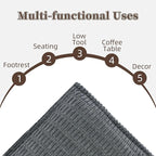 Unstuffed Pouf Ottoman Cover Soft Storage Extra Seat Farmhouse Comfortable Bohemian Poufs Accent Footrest 20x20x8 Inches for Living Room Bedroom Study Nook (Gray A, Square)