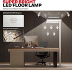 Honeywell 16000LM LED Floor Lamp, 02E Max Sunturalux Eye-Caring Reading Standing Light, 155W Modern Natural Daylight 4000K Dimmable 77" Tall Floor Lamps for Living Room Kids Study Home Office