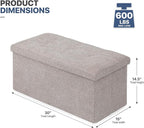 MoNiBloom 30 Inches Storage Ottoman Bench, Rectangle End of Bed Bench, Storage Padded Seat, Linen Fabric Ottoman Footrest for Living Room, Bedroom, Entryway, Sandy Beige