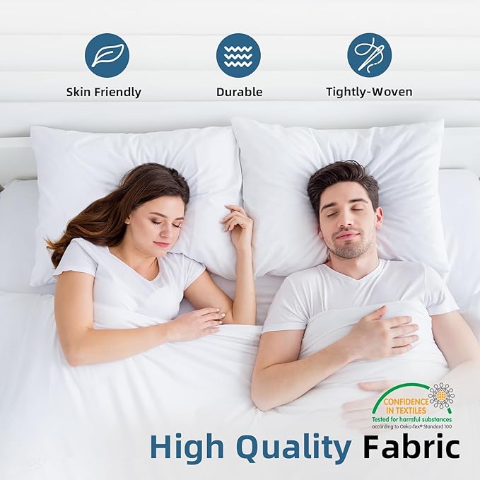 YSTHER 24x24 Euro Pillow Inserts Set of 2, Premium Down Feather Pillows for Couch, Bed & Lumbar Support - Machine Washable, Fluffy Decorative Throw Pillow Inserts (White)
