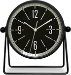 QIYAODECO® Vintage Metal Desk Clock for Bedroom, with Adjustable Angle Ticking Small Battery Operated Mantel Bedside Clock, Decorative Table Old Fashioned Style Black Decor Adult Kid Gift,Silver/Black
