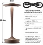 Cordless Table Lamp Rechargeable,Outdoor Table Lamps LED,5000mAh Battery Operated Lamp Stepless Dimming Table Lamps for Restaurant Dining Patio (2PRust)