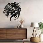 SIGNLEADER Metal Wall Art Decor Lion Minimalist Modern Abstract Wall Sculpture Hangings Home Decoration for Living Room, Bedroom, Bathroom, Kitchen, Outdoor - 24" Black