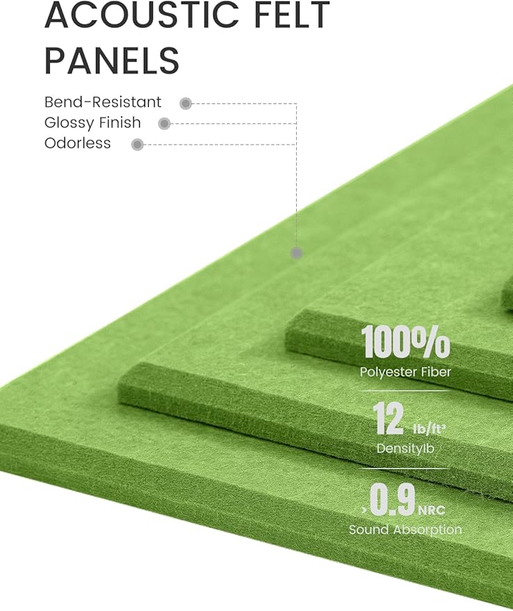 Fluxynara Large Felt Bulletin Board 48" x 36" Cork Board Alternative-12 Pack with 70 Safe Removable Adhesive Tabs, Cork Boards for Walls Cork Board for Home Office Classroom Pin Board -Kelly Green