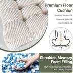 Meditation Floor Pillow Set of 2,Memory Foam Meditation Floor Cushions for Adults Sitting, Large Square Thickened Seat Cushion for Yoga, Tatami Living Room (2, Beige)
