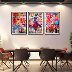 Novatique Banksy Canvas Wall Art Colorful Graffiti Wall Art Prints Pop Art Wall Decor Graffiti Poster Artwork for Living Room Bedroom,24" x 36" x 3pcs