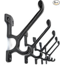 Ambipolar 5 Pack Decorative Cast Iron Heavy Duty Double Hooks, Wall Mounted Coat Hooks, Vintage Inspired (Antique Black) (Type-7 Type)