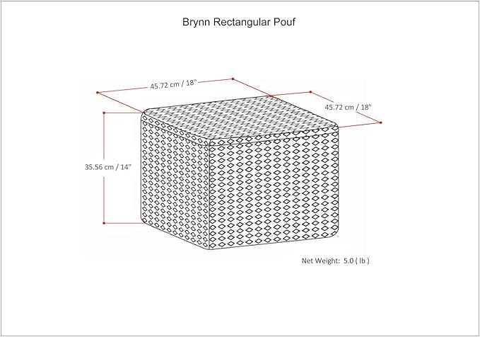 SIMPLIHOME Brynn Square Pouf - 18 inch Wide Handwoven Cotton Ottoman in Patterned Black and Natural, Boho Footstool, Coffee Table or Extra Seating for Living Room or Bedroom, Assembled