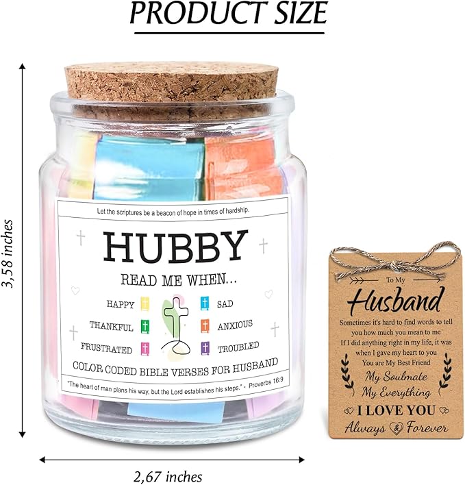 NewEleven Valentines Day Gifts For Husband - Husband Gifts, Christian Gift For Him, Husbands - Inspirational, Valentines Day Gift For Hubby From Wife, Her - Bible Verse Jar