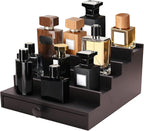 5 Tier Cologne Organizer for Men - Wooden Black Cologne Perfume Display Stand with Drawer and Hidden Compartment, Mens Cologne Holder Shelf for Organizing and Storing