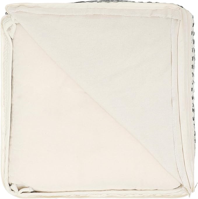 REDEARTH · Tufted Pouf Ottoman with Filler Textured Storage Cube Bean Bag Pouffe Footrest for Living Room, Bedroom, Nursery, Kidsroom; 100% Cotton (17.5"X17.5"X17.5", Chevron Gage)