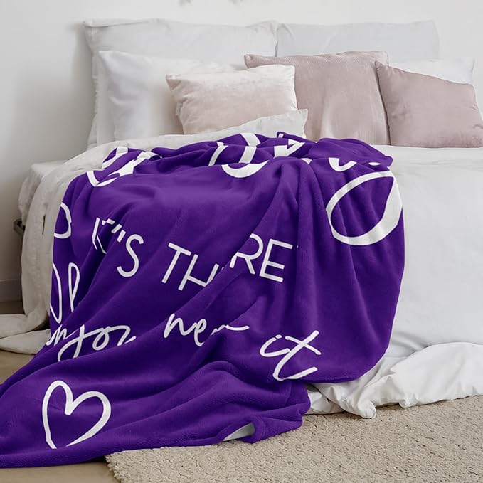 Pubrave Inspirational Gifts for Women, Get Well/Thinking of You/Cheer Up/Birthday Gifts for Women/Girls, Hug/Love Blanket Purple 60x50in