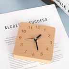 Wooden Desk Clock, 4 inch Small Analog Clock Desktop Decoration, Modern Desk and Shelf Clock, Silent Non-Ticking Battery Operated Table Clock, Mantel Clock for Office, Living Room, Bedroom