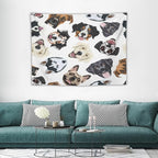 VUMIVI Dog-Head Tapestry Cartoon Pet Illustrations Cute Funny Animals Colorful Graffiti Tapestry Wall Hanging for Living Room Bedroom Dorm Classroom Aesthetic Decor W40xL30in