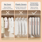 DIMJ 2 Pack 43" Garment Bags for Hanging Clothes - Space Saving Compression Suit Bag Travel with Handles Window, Washable Carry Clothing Storage Cover for Dress, Coats, Down Jacket, Shirts