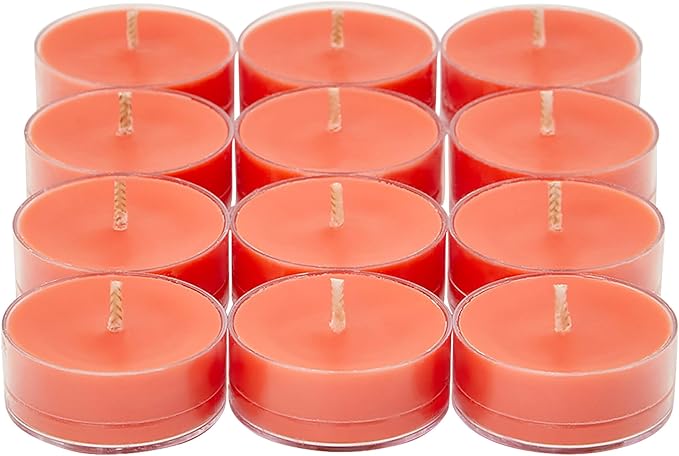 PartyLite Set of 12 Tea Lights Candles, Grapefruit & Rosemary Scent, Aromatherapy Scented Candles Gift Set, Up to 4 to 6 Hours Burn Time