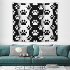VUMIVI Pet Paws Tapestry Cute Puppy Kitten Black White Animal Paws Modern Funny Art Tapestry Wall Hanging for Living Room Bedroom Dorm Classroom Aesthetic Decor W60xL50in