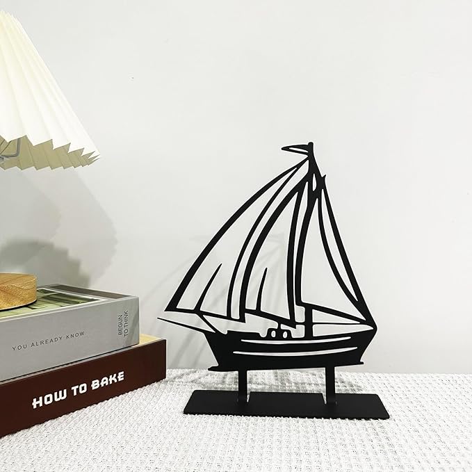 Metal Sailboat Table Decor, Sailing Tabletop Decor, Coastal Sea Metal Decor, Sailboat Decoration, Sail Boat Art Work, Nautical Decoration for Living Room Bookshelf