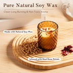 Rose&Sea Salt Candle for Home Scented, Natural Soy Candle for Women with 20H Burn Time Non-Toxic Aroma, 4.2oz Long Lasting Smokeless Aromatherapy Jar Candle Gift for Wedding, Birthday, Party