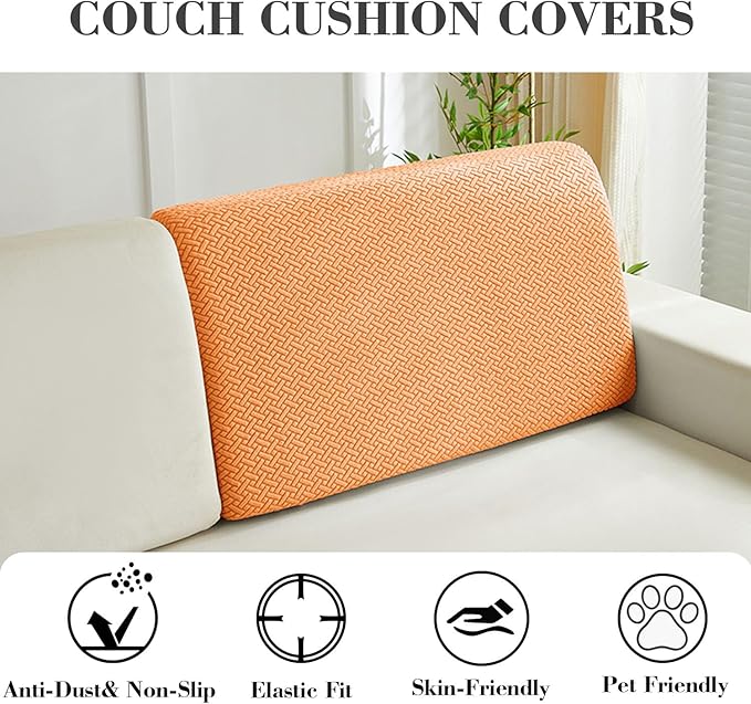 Sofa Covers Couch Covers for Sofa Pet Friendly Couch Cushion Covers Universal Sofa Covers Washable Stretch Slipcovers for Sectional Sofa (Texture Orange,Back Cover L)