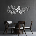 yumcake Metal Tree Leaf Wall Decor, Metal Tree Wall Art, Vine Olive Branch Leaf, Leafy Ivy, Leaves Hanging Wall Art, Branch Wall Decor for Living Room (Silver, 30 x 13 inches / 76 x 32 cm)