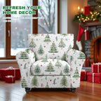 KRFOONN 2 Piece Chair Covers Printed Sofa Covers Couch Covers Washable Armchair Sofa Couch Slipcover Furniture Protector with Elastic Bottom for Living Room (Armchair, Christmas 02), Small