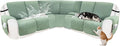 Reclining Sectional Couch Covers 100% Waterproof Velvet L Shape Recliner Couch Covers for Sofa Pets Washable Anti Slip Recliner Slipcovers with Pockets (5 Seat Sofa with 2 Console, Sage Green)