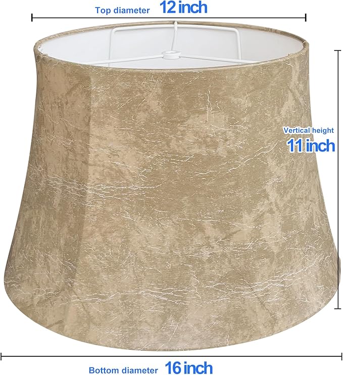 TOOTOO STAR Drum Large Lamp shades 12" Top x 16" Bottom x 11" High, Seaside Village Leather Lamp Shade (Spider Fitter) for Table Lamps Floor Lamps Hand Crafted, Easy Assembly Required