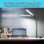 LED Desk Lamp with Two Heads, Clamp On Desk Lamps, 24W, 4000 LMS, CRI>90, 5 Color Modes (2600K-6500K), 10 Brightness Levels, Adapter Included