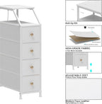 Tohomeor Narrow Dresser Tall Skinny Storage Tower Vertical Slim Chest of Drawers with Charging Station Small Nightstand Side Table for Bedroom, Bathroom, Small Spaces (White, 4 Drawers)