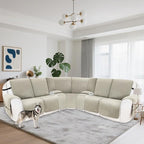 Recliner Sofa Covers 100% Waterproof Velvet L Shape Recliner Couch Covers for Dogs Pets Washable Anti Slip Recliner Slipcovers with Pockets (5 Seat Sofa with 2 Console, Light Gray)