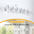 6-Light Modern Bathroom Light Fixture Chrome Bathroom Vanity Lights Over Mirror Wall Sconce Lighting with K9 Crystal Shades E26 Base for Bedroom, Living Room, Hallway Wall Lamp