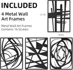 4 Pieces Black Abstract Metal Wall Art, Modern Minimalist Matte Wall Decor, 3D Textured Wall Sculptures, Black and White Wall Art for Living Room Bedroom Bathroom Study Office (15.7 x 10.6inch) (Abstract)