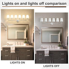Kvhilw Bathroom Vanity Light, Brushed Nickel Bathroom Light Fixtures, 6-Light Lighting Fixtures Over Miror, Modern Wall Sconce with Flared White Fabric Shade, E26 Socket(ETL Listed)