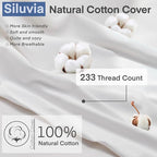 Siluvia 22"x22" Pillow Insert Set of 2 Square Throw 22 Pillows with 100% Cotton Cover for Sofa, Couch, and Bed - White
