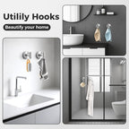 Shower Hooks for Inside Shower,No-Drill Removable&Reusable Towel Hooks for Bathroom,Heavy Duty Suction Cup Hooks for Glass Window,4 Packs(Silver)