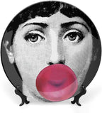 Lina Cavalieri Plate, Wall Decorative Plate, Mysterious Face Plate Wall Hanging Decoration,Including Bracket and Special Spring Hook, 10inch, Style6