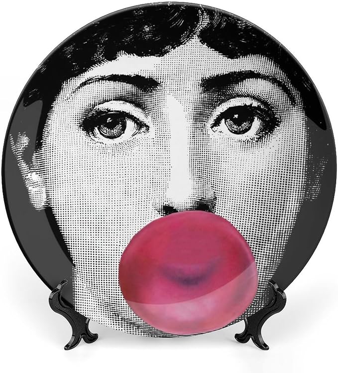 Lina Cavalieri Plate, Wall Decorative Plate, Mysterious Face Plate Wall Hanging Decoration,Including Bracket and Special Spring Hook, 10inch, Style6