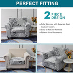 KRFOONN 2 Piece Chair Covers Printed Sofa Covers Couch Covers Washable Armchair Sofa Couch Slipcover Furniture Protector with Elastic Bottom for Living Room (Armchair, 02), Small