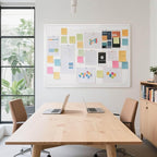 Large Bulletin Board - 48 x 36 Inches, Decorative Felt Pin Board for Wall - 4' x 3' Foldable Photo Display Board with Self-Adhesive Tape, Includes 20 Push Pins - White