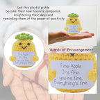 Funny Positive Pineapple Gifts for Him Her, 3 inch Knitted Pineapple Doll with Emotional Support Card Birthday Gift Cute Room Decor Crochet Party Decoration Toy Encouragement Reminder