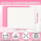 Newwiee 24 Pcs Fleece Throw Blankets Bulk 50'' x 60'' Oeko-tex Standard 100 Certified Spring Outdoor Wedding Guest Blankets Lightweight for Sleepover Donation Lap Pet Sofa Home (Light Pink/White)